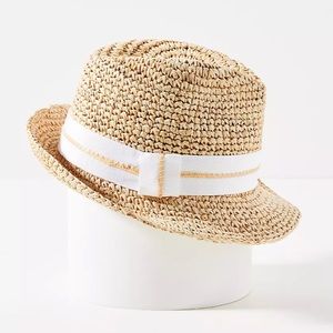 Tracy Watts Brooklyn Raffia Fedora w/ Gray band